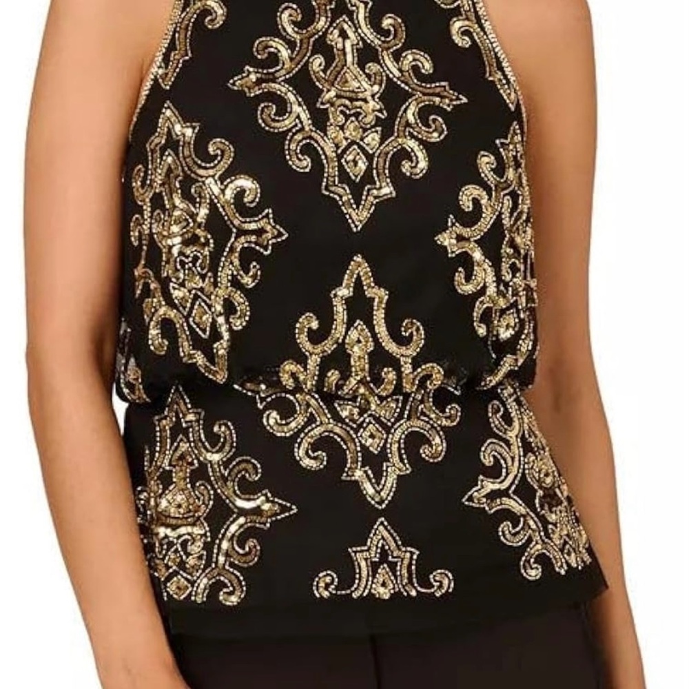 Elegant embroidered sequin top